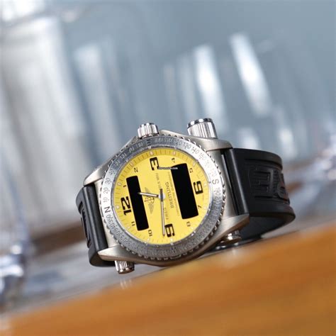 breitling superquartz diver chronograph 2008 yellow face|Breitling Emergency 43mm E76321 Yellow Dial SuperQuartz Men .